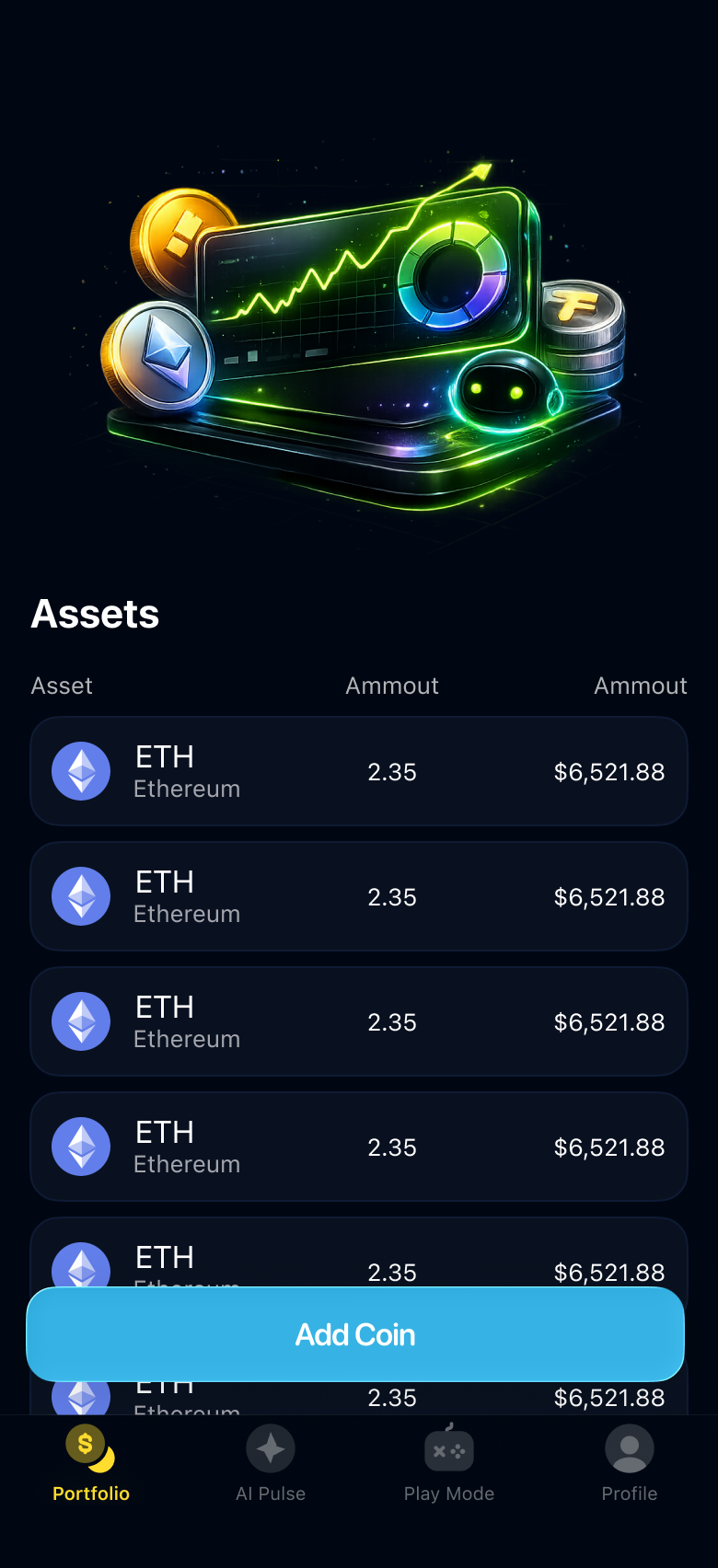 BitPlay AI portfolio overview screen