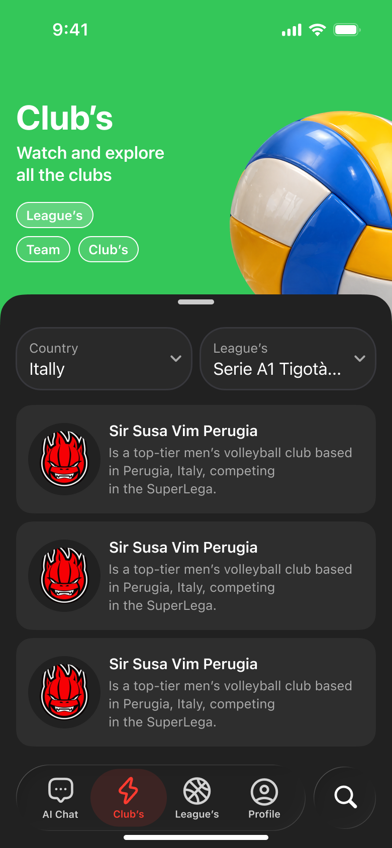 VolePlay app screenshot one
